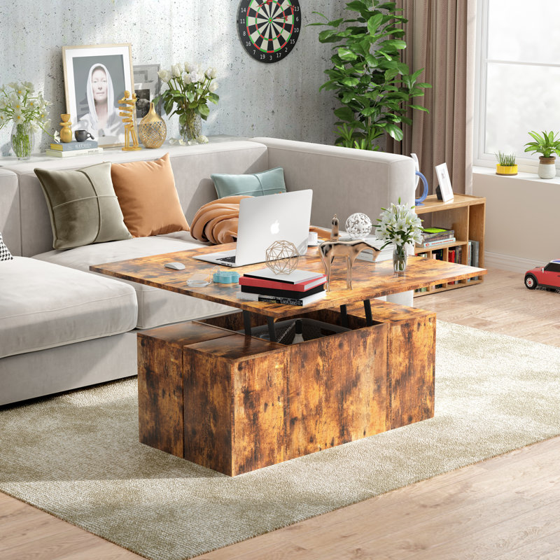 Millwood Pines Hambling Lift Top Coffee Table 3 in 1 Multi Function Coffee Table with 4 Storage Bench Wayfair
